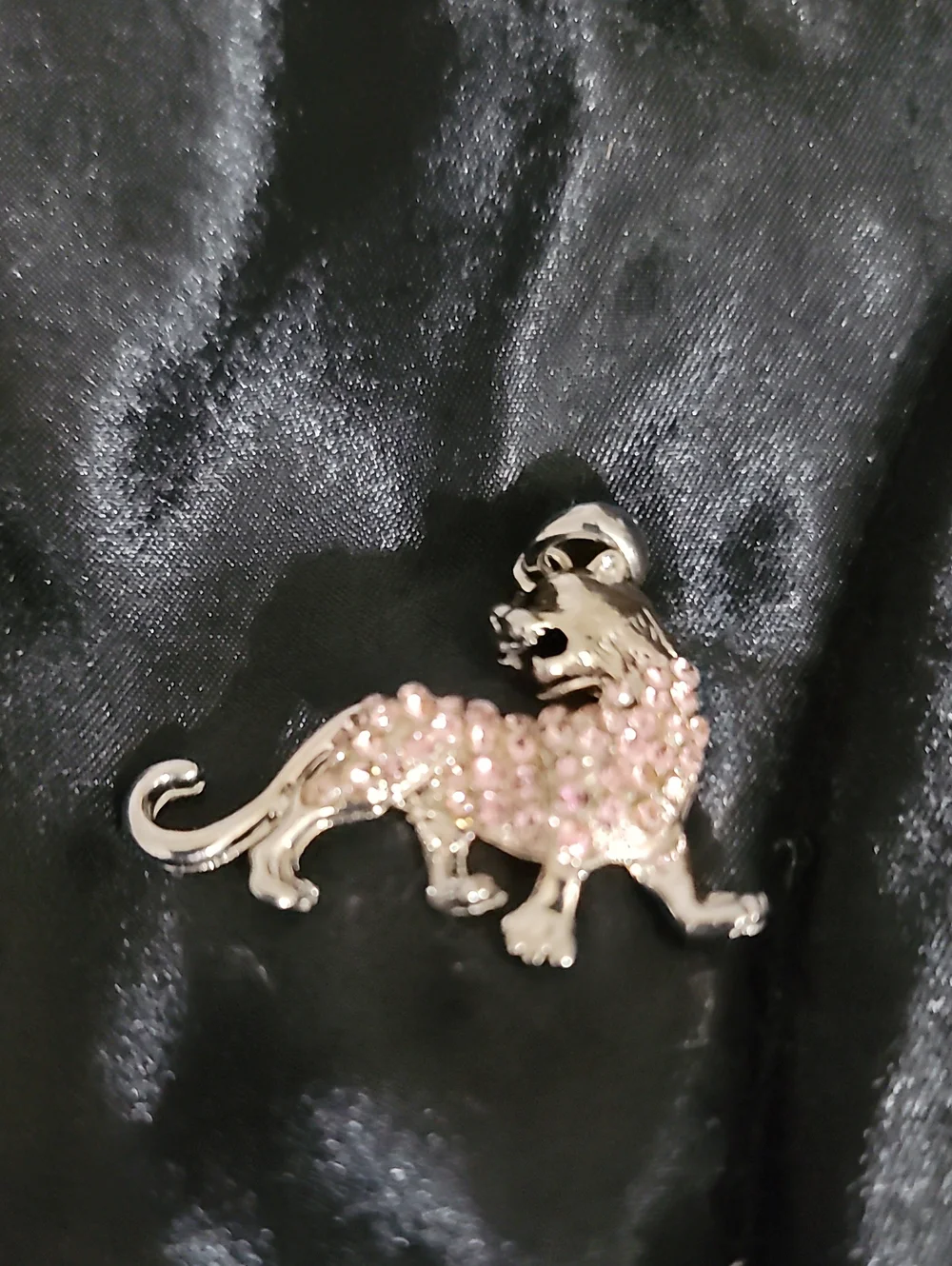 Pink Crystal Lion Brooch